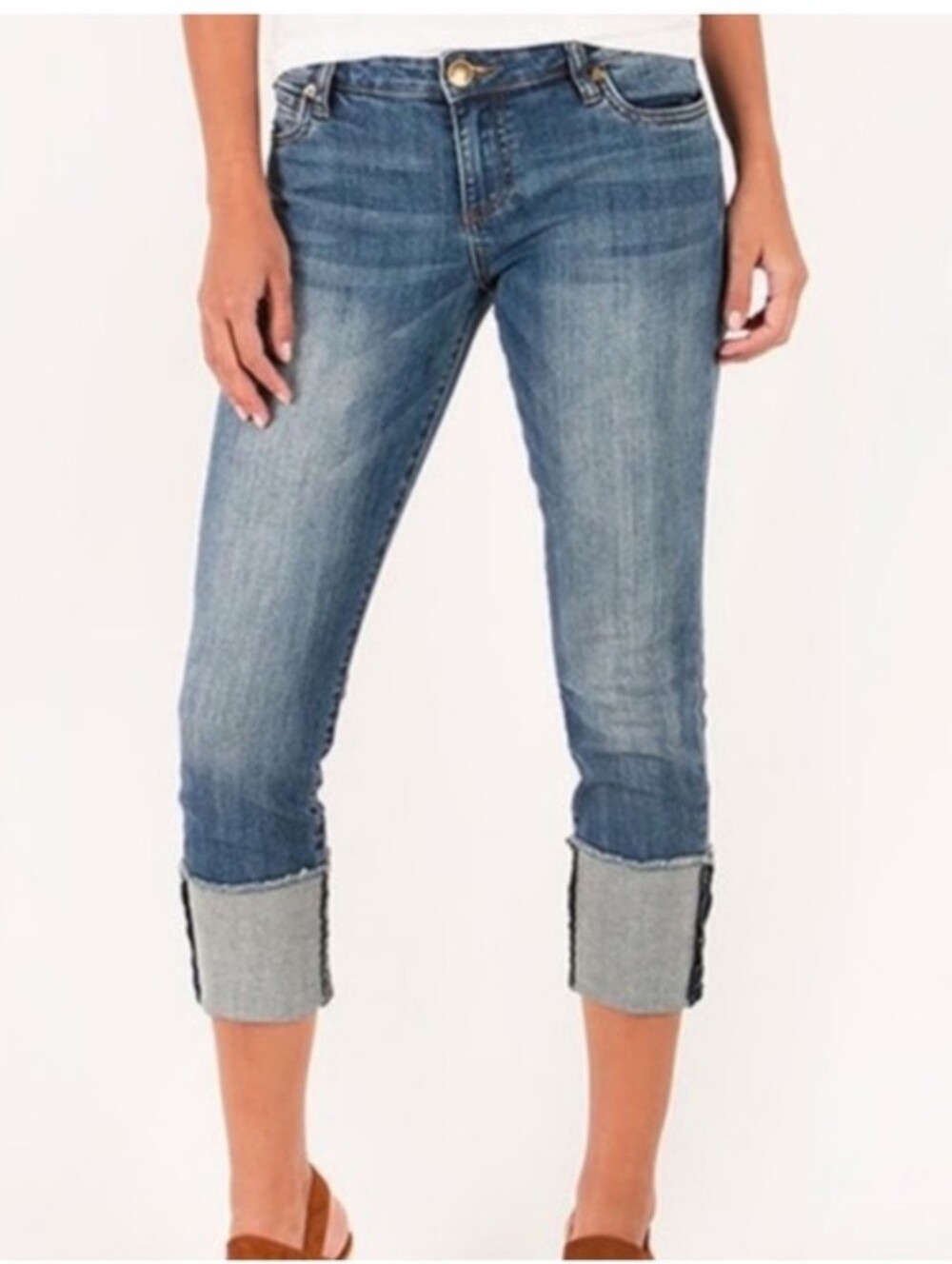 Kut from the Kloth Cameron straight leg Cropped Cuffed Sz 10